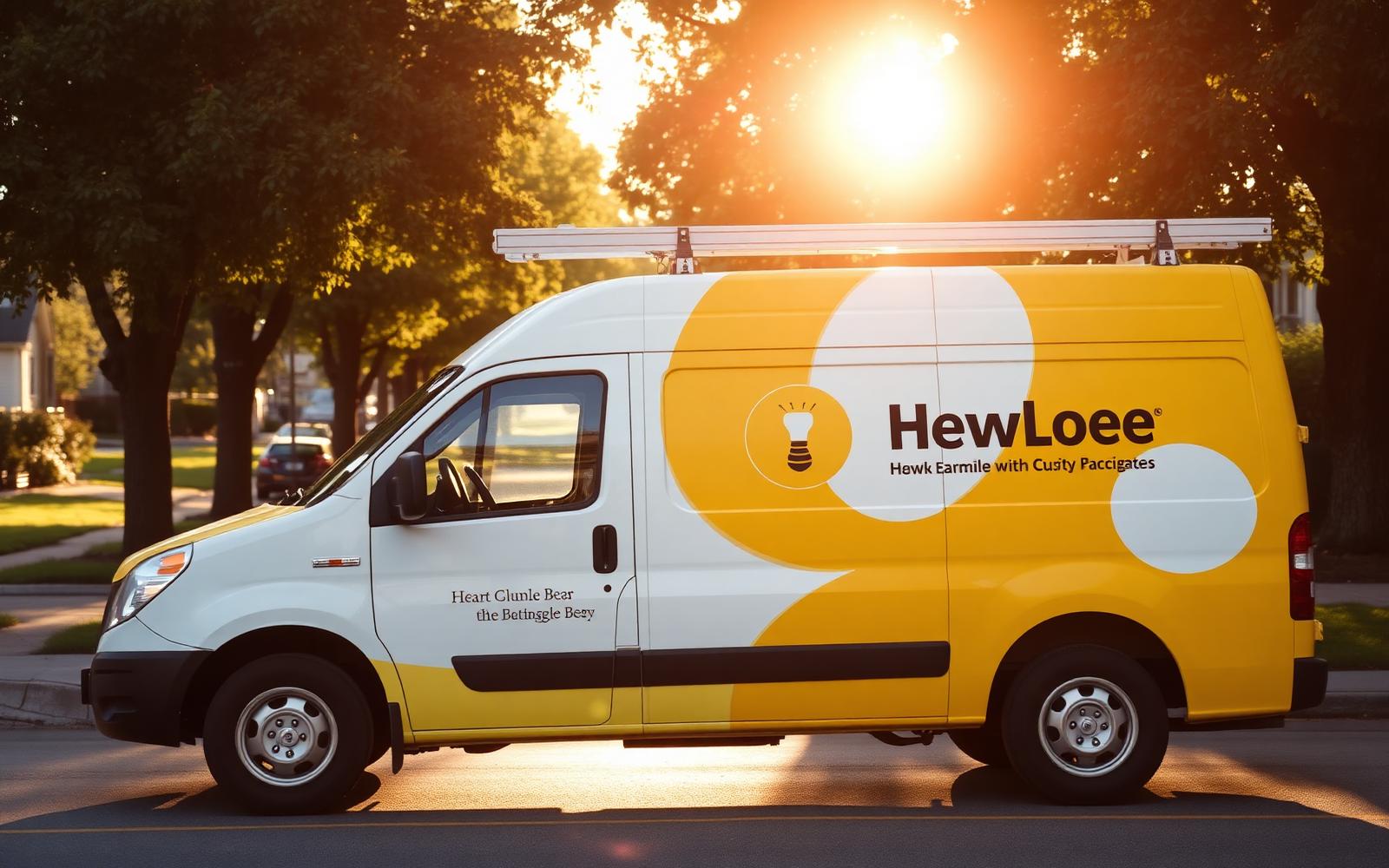 R.J. Heating & Cooling service van, nicknamed the 'bumble bee'